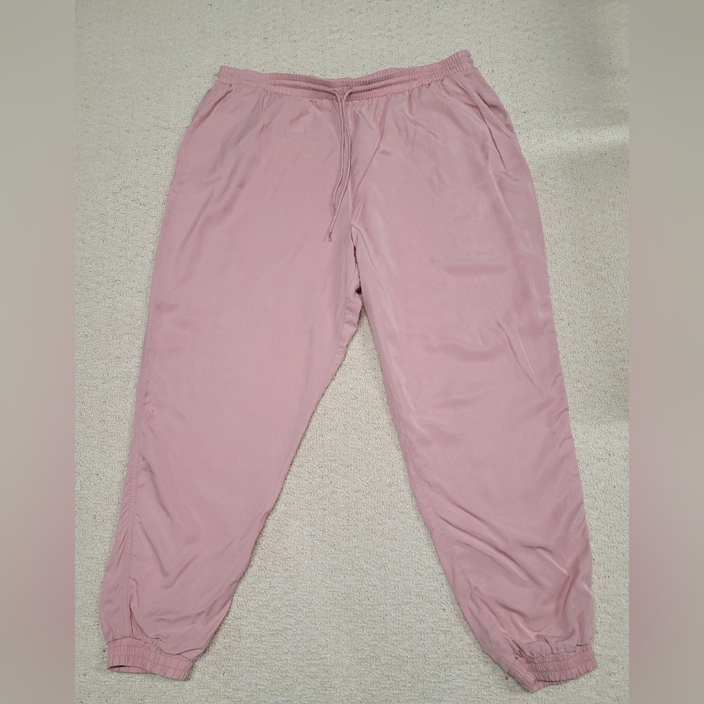 Beachlunchlounge Xl Dusty Pink Pants Flowy Elastic Waist & Ankles Euc